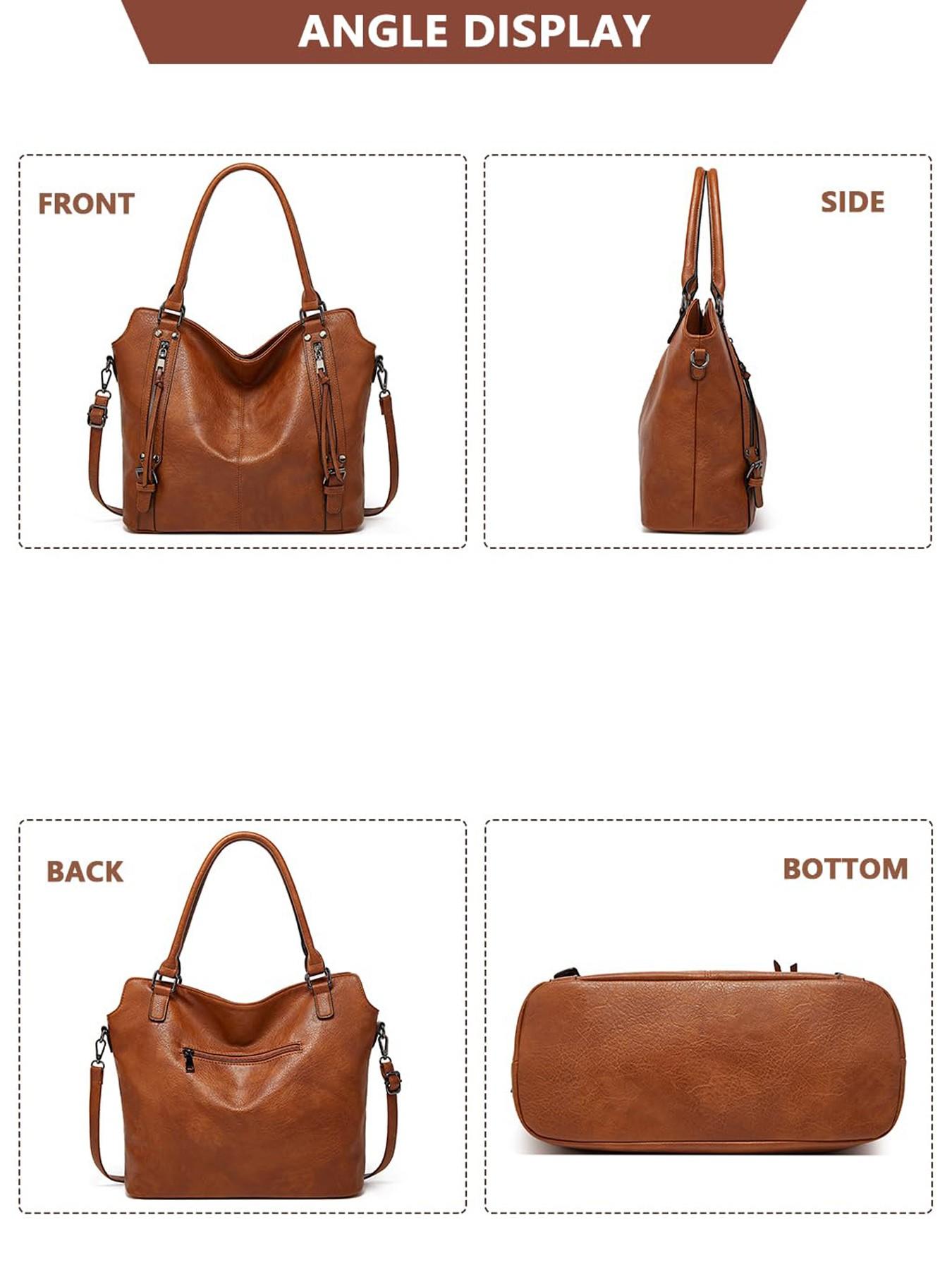 Women's Artificial Leather Tote Bag, Zipper Crossbody Shoulder Bag, Crossbody Purse Handbags, Large Capacity Handbag for Work and Office, Commuter Mom Bag, Commuter Purses, Mother's Day Gift #GLOBAL PICKS