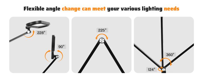 LED Desk Lamp With Adjustable Arm,Touch Control Dimming,10 Brightness Levels,Suitable For Home Office,Nail Lighting,Bedroomreading,Study And Work(black) Modern Design,Multifunctional Rgb Multicolored Light,15W