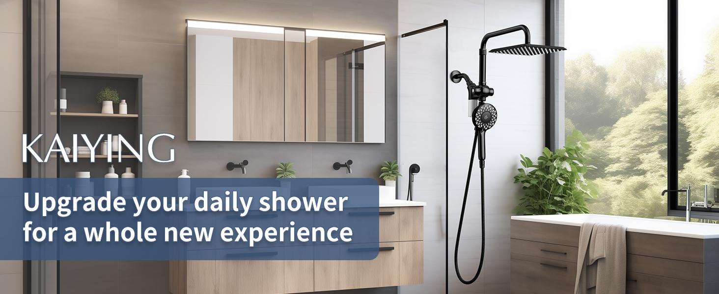 Dual Shower Heads with Handheld Spray Combo Set, Magnetic Filtered Showerhead, Bathroom High Pressure Rainfall Shower Head and Handle Set with Filter for Hard Water, 79" Long Hose