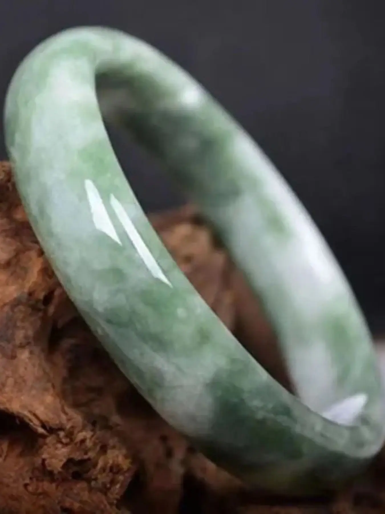 Jade Bangle with Floral Pattern, Deep and Light Jade, High Ice Bright Jade Jewelry, Perfect Gift Item