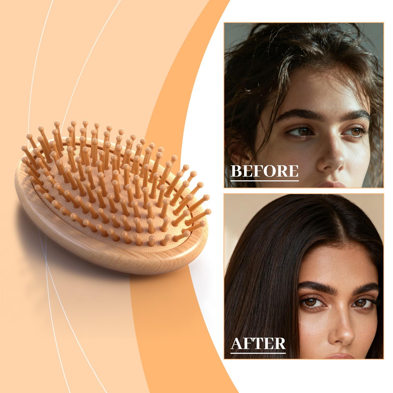 Portable Bamboo Cushion Comb, Hair Massage Brush for Daily Use, Soft Air Cushion Design, Ideal for Styling and Relaxing Hair