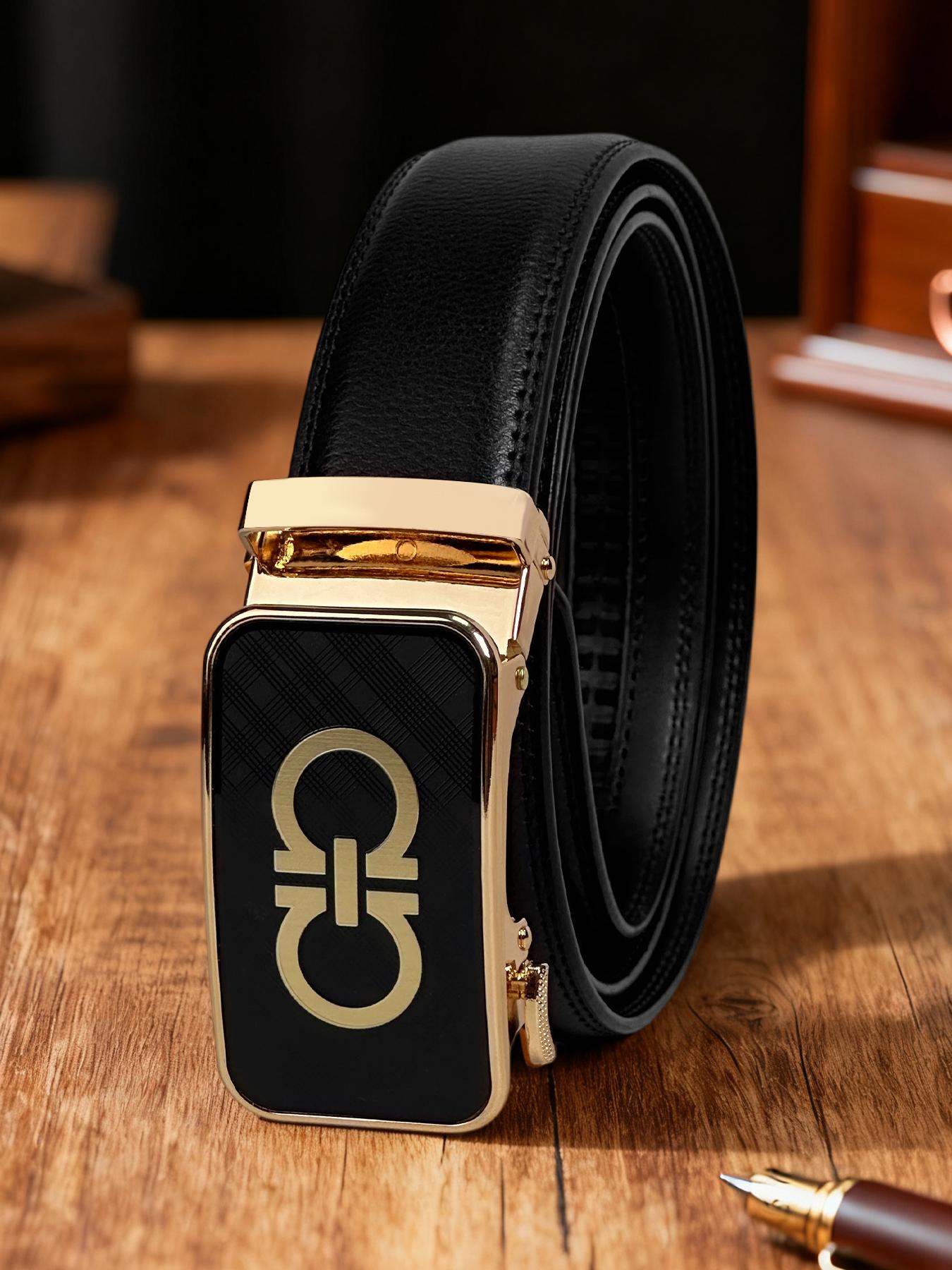 Men's New Belt Simple Alloy Buckle, High-grade Belt Automatic Buckle Pu Belt