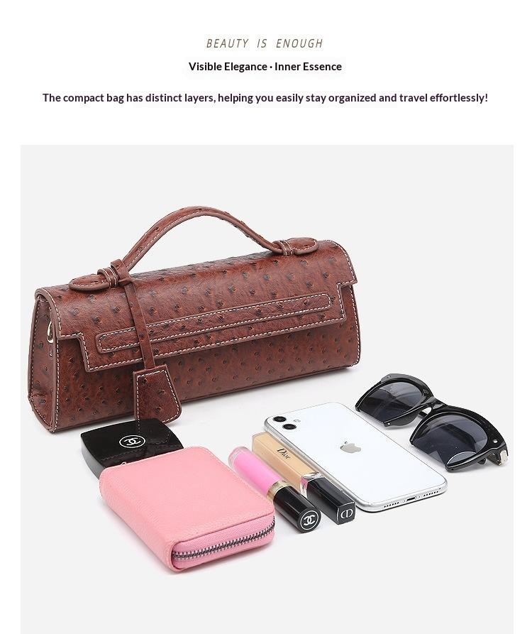 NOVEL Best-Selling New Arrival: Premium Ostrich-Print Handbag for Women, Luxury Niche Clutch, Unique Design, Retro Colors, Shoulder/Crossbody Bag, Elegant Evening Bag, Kelly Bag