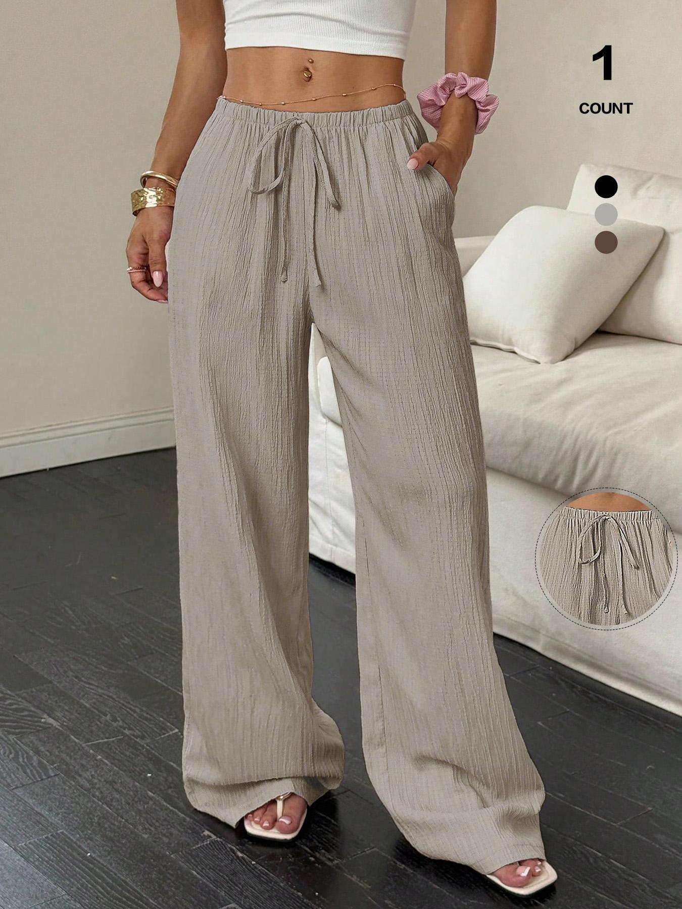 3/1 Counts Women's Linen-Like Polyester Casual Pants Wide Leg Summer Beach Palazzo Pants back to school,2026