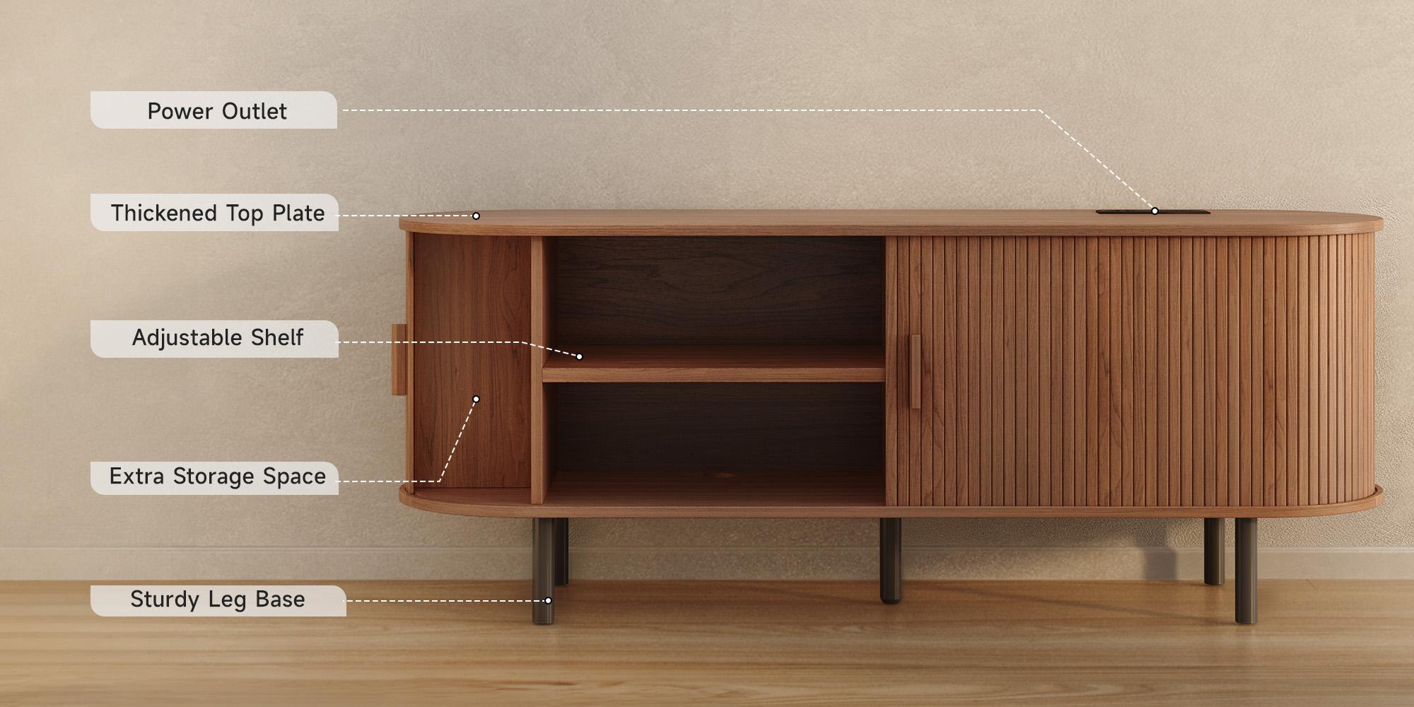 【Sliding Doors Design】ONBRILL 55"/63" Gorgeous Fluted TV Stand for TVs up to 60/70 Inch, Modern Entertainment Center with Power Outlet & Adjustable Shelves Storage for Living Room, Media Console,Bedroom Furniture,Christmas Gift 【Sliding Doors Design】ONBRILL 55"/63" Gorgeous Fluted TV Stand for TVs up to 60/70 Inch, Modern Entertainment Center with Power Outlet & Adjustable Shelves Storage for Living Room, Media Console,Bedroom Furniture,Christmas Gift