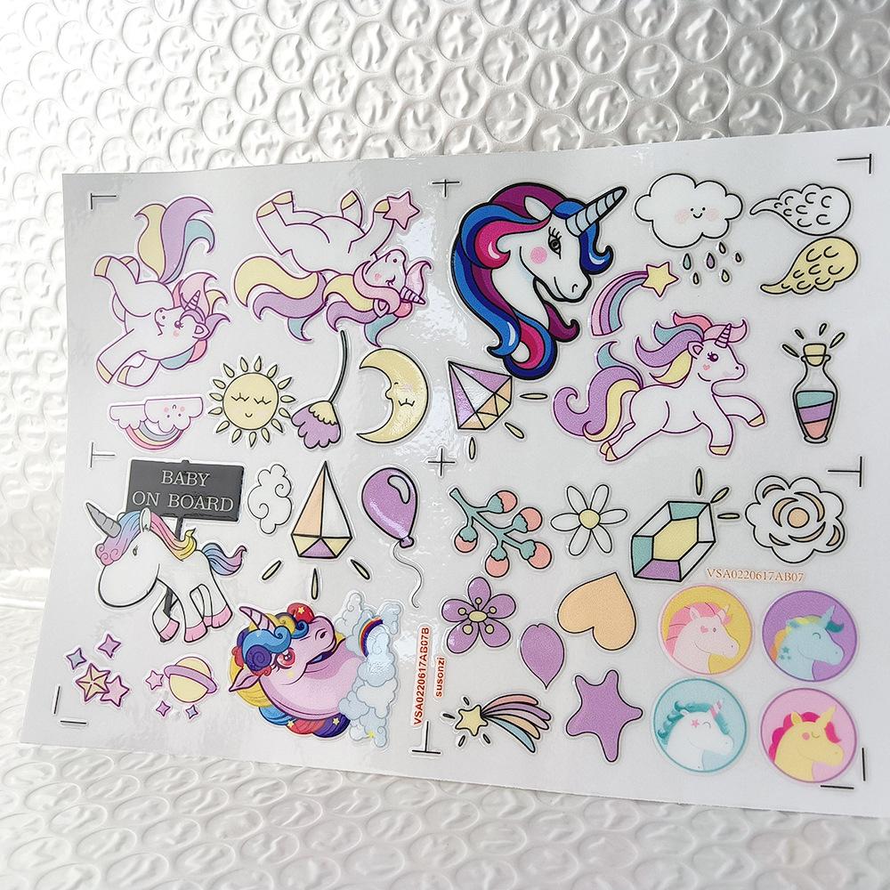 Rainbow Horse Theme Transparent Transfer Sticker, Waterproof Cloud Decorative Sticker, for Cups, Helmets, Skateboards, Phones, Gifts