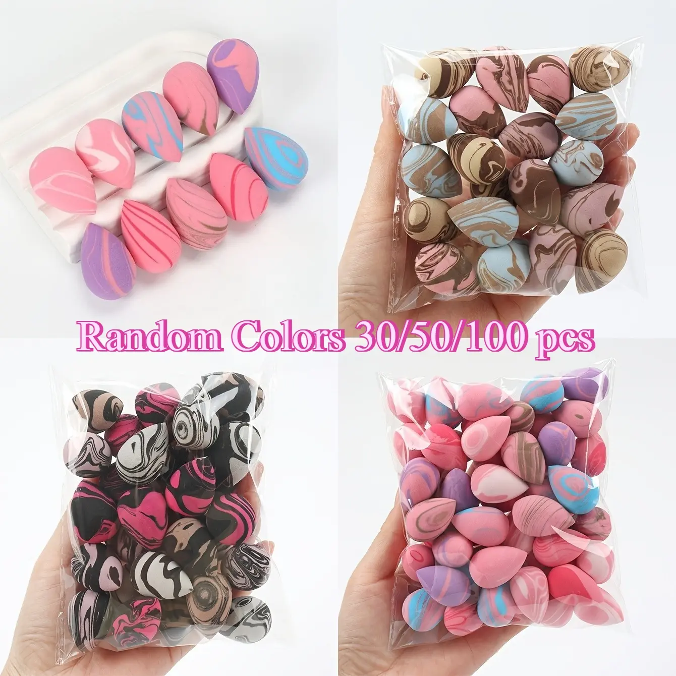 30‑50‑100 Pcs Mini Makeup Sponge Set, Multi‑count Beauty Sponges, Face Sponges For Makeup, Soft Skin‑friendly, For Foundation, Powder, Concealer, Eyeshadow Application, Compact for Home Makeup & Touch‑ups, Beauty Tools