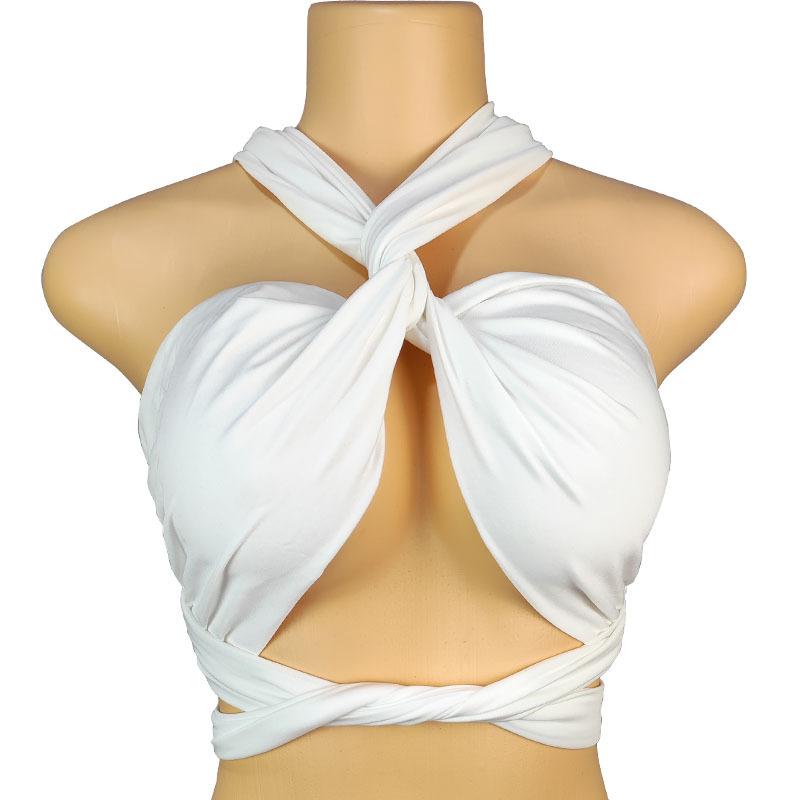 Sexy Tank Top Cross Bandage Backless Sleeveless Halter Crop Tops Women Bare Midriff Camisole Female Tube Top Cropped Vest
