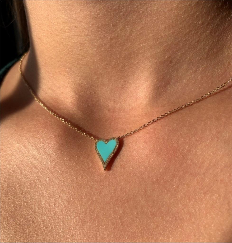 Tasiso Heart Necklace for Women with Enamel Heart Pendant, Cubic Zirconia Necklace, Gold Jewelry, Trendy Crystal Design, Big Heart Love Charm safety pin necklace y2kaccessories mother's day gift