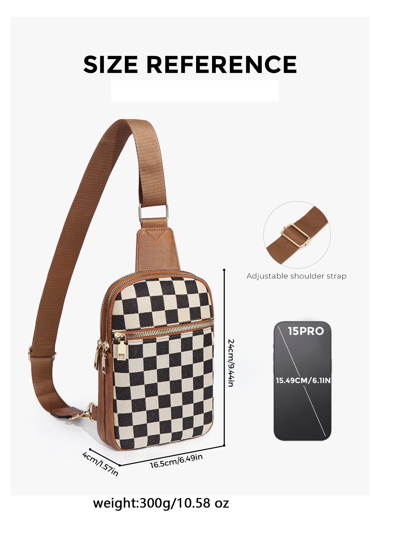 Checkered Women's Solid Color Fanny Pack, Fashionable Sling Bag for Daily Used, Casual Trendy Versatile High-quality Daily Commuting Bag, Checkered Bum Bag