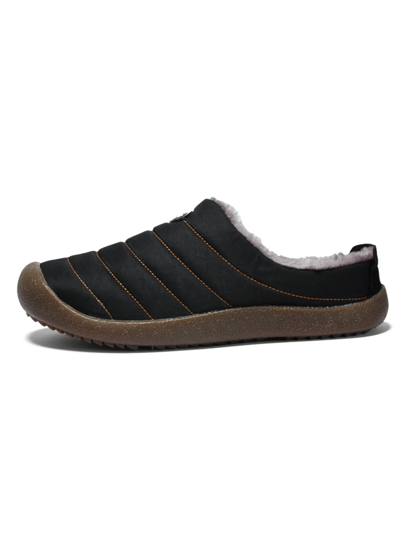 Men's Waterproof Quilted Lined Mule Slippers, Fleece Lined Warm Winter Slip On Shoes, Non-Slip Rubber Sole Indoor Outdoor Two-Way Wear House Slides for Cold Weather