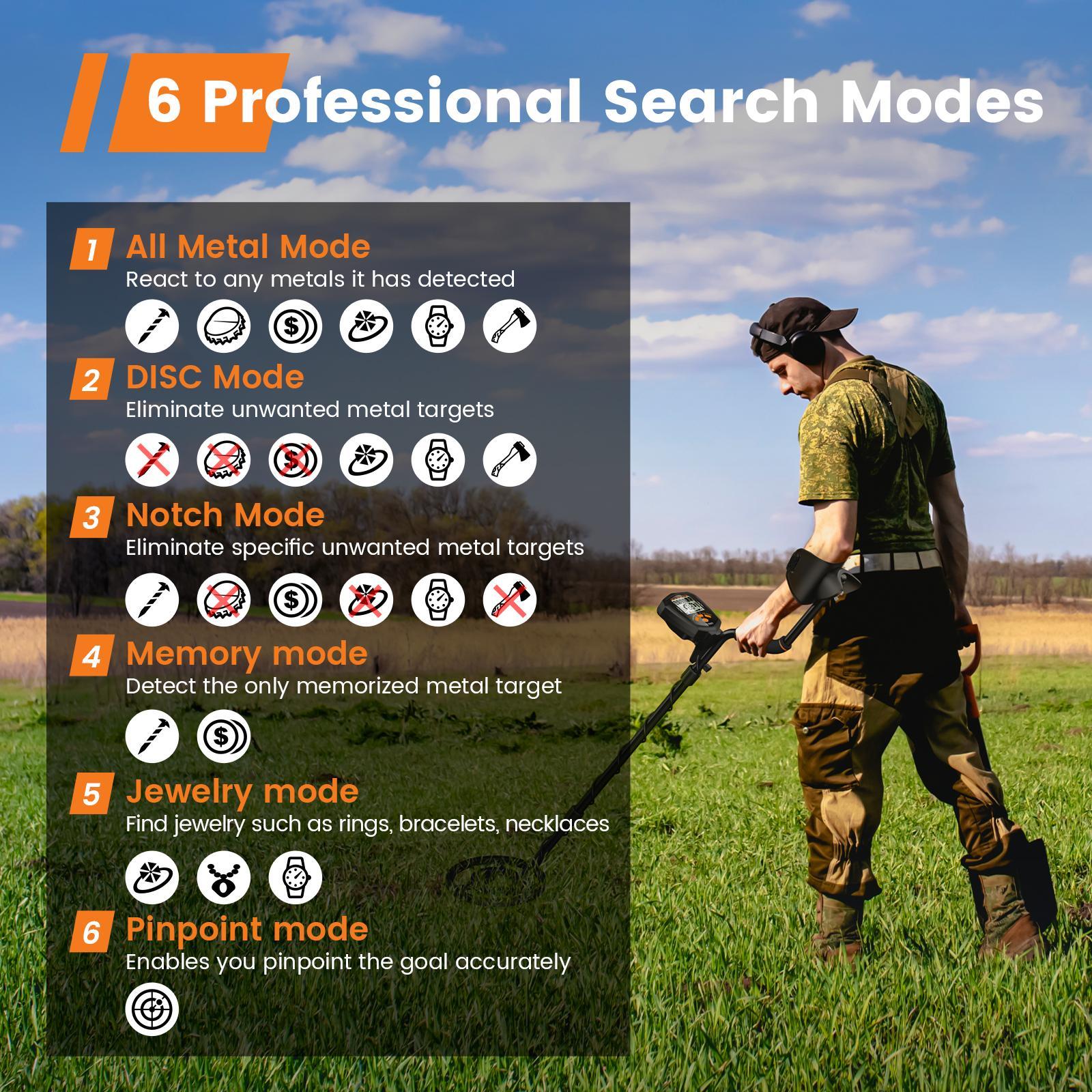 GoGonova Metal Detector for Adults & Kids, Waterproof Metal Detectors with High Accuracy Lightweight 8" Search Coil, All Metal & Disc Modes for Junior & Youth Gold Detector