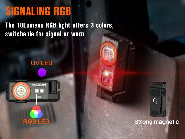 TikTokShopNewYearDeals NICRON D10 Rechargeable LED Headlamp - 500 Lumens, RGB 5 Color Modes, IP54 Waterproof, 360° Rotatable, with Clip & Magnetic Base - Perfect for Hunting, Fishing, Hiking, Camping, Running & Outdoor Adventures High Performance Flashlig