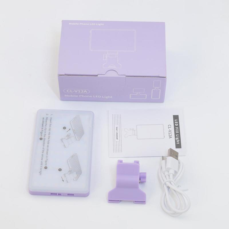 Portable LED Smartphone Fill Light, 1 Set Rechargeable LED Selfie Light with Front Clip, LED Video Light with 3 Light Modes, LED Light, Professional Camera Accessories, Cellphone Accessories, Selfie Lamp, Studio Light, Selfie Led Lights