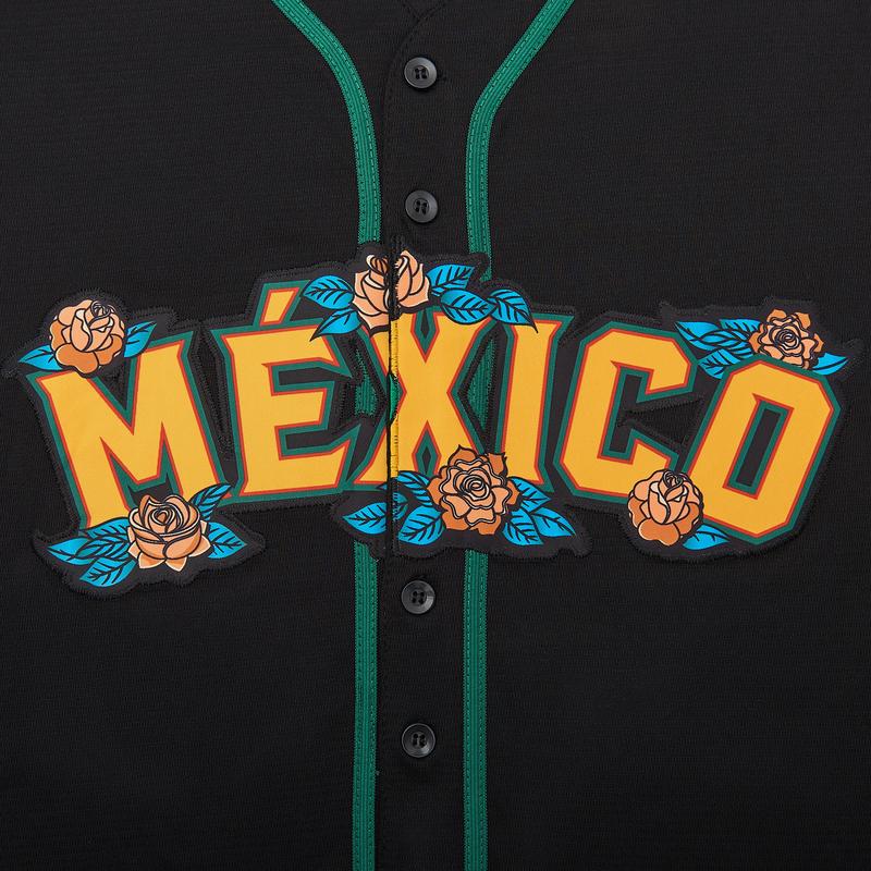 Men's Mexico Guadalupe Embroidered Baseball Jersey,Button Short Sleeve Sports Jersey,Loose Breathable Soft Comfort V-Neck Top,Gift for Game Day