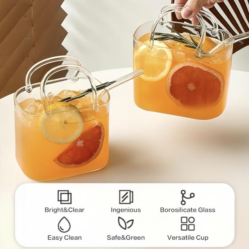 1/2/4 piece 26oz Creative Handbag Shaped Thick-Bottom Glass Cup, Food Grade Easy Clean Multi-Function Cup, 3-In-1 For Drink Fish Tank Vase, Party Birthday Christmas Gift For Women, Home Decor High-Appearance Cup