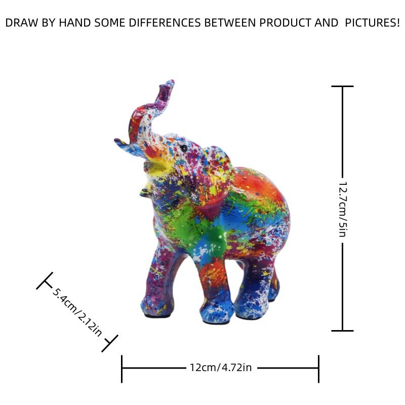 1pc Abstract Art Sculpture & Colorful Elephant Resin Statue for Living Room, Office Desk, Home Decor - Vibrant Decorative Piece, Creative Gift Idea, Feng Shui Symbol for Homeowners - Unique, Modern, Eye-Catching