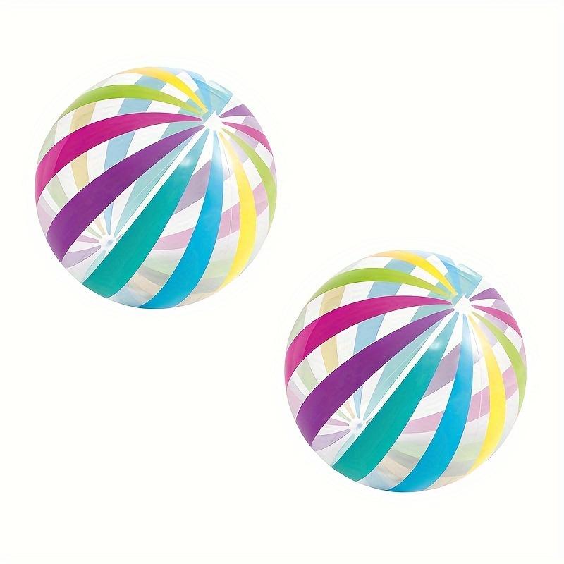 2 packs of colorful striped beach balls, inflatable PVC balls for pool parties and gatherings.