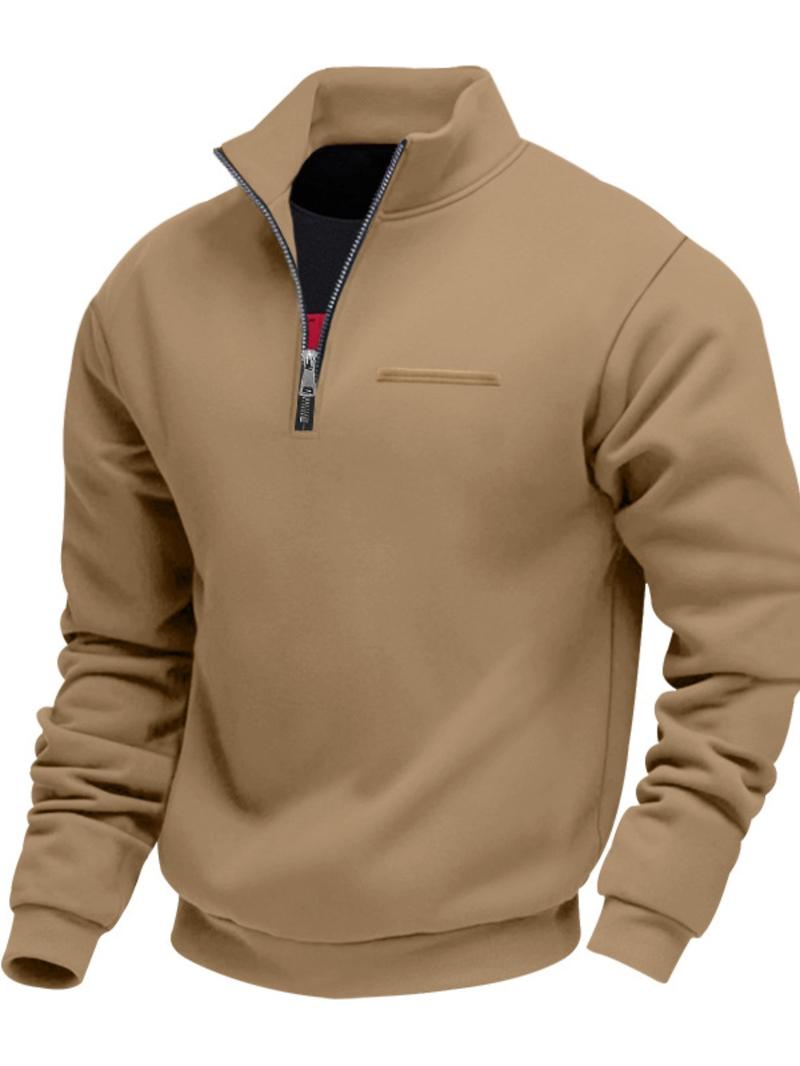 Men's Half - Zip Pullover with Contrast Zipper & Pocket - Stand - Up Collar, Ribbed Trim, Athletic Fit. Designed for All Day Wear in Casual & Light Outdoor Settings, Suitable for Urban Commutes, Weekend Walks & Adventures. Half Zip Sweatshirts