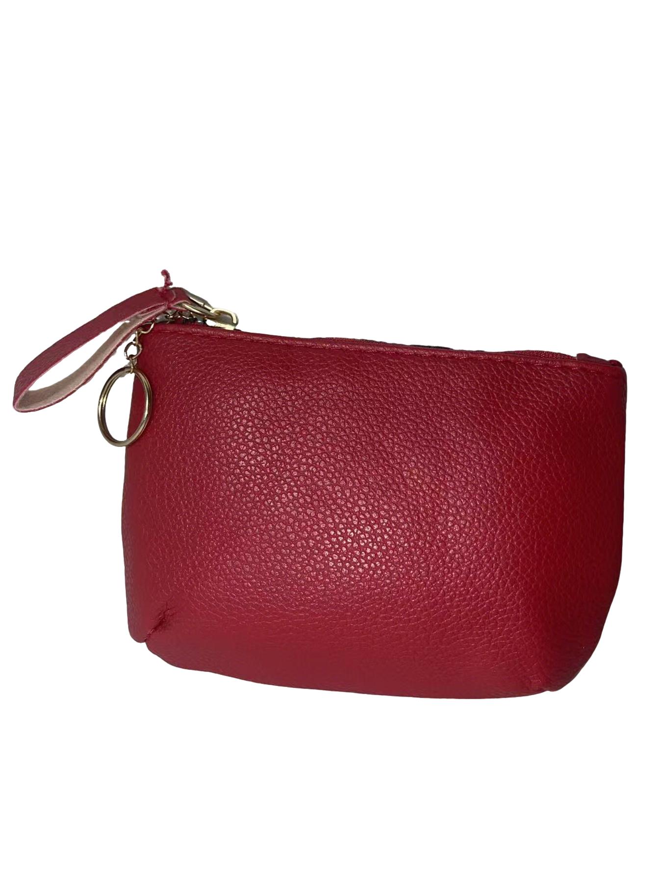 Women's Leather Coin Purse Keychain Wristlet Wallet, Zipper Closure Design, Multiple Colors Available, Keychain Included, Ideal Gift for Women