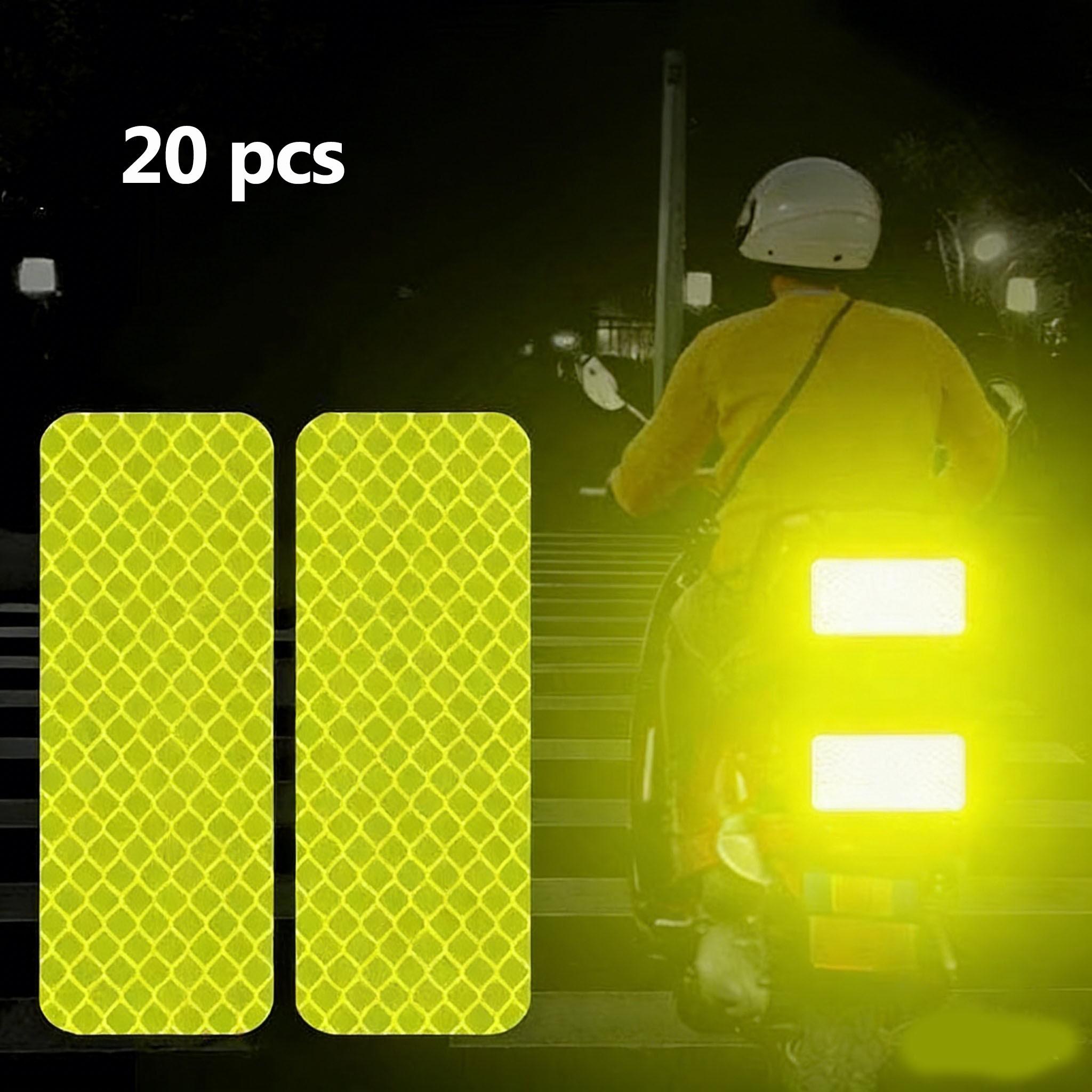 20pcs Ultra-Bright Reflective Safety Stickers, Fluorescent High Visibility Warning Decals, Night Road Safety Equipment