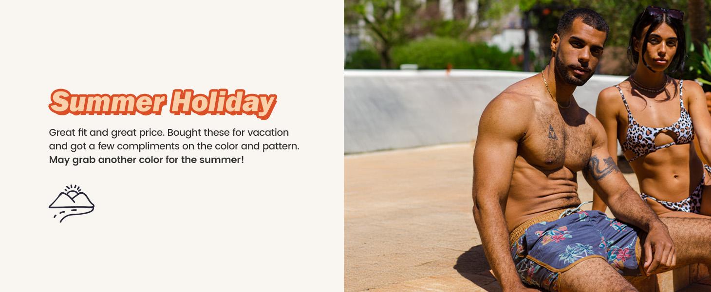 Men’s Quick Dry Floral Swim shorts with Adjustable Waistband, Spandex, Quick-Drying,  – Lightweight Summer Beach Trunks, Beach Activities, Casual Vacation