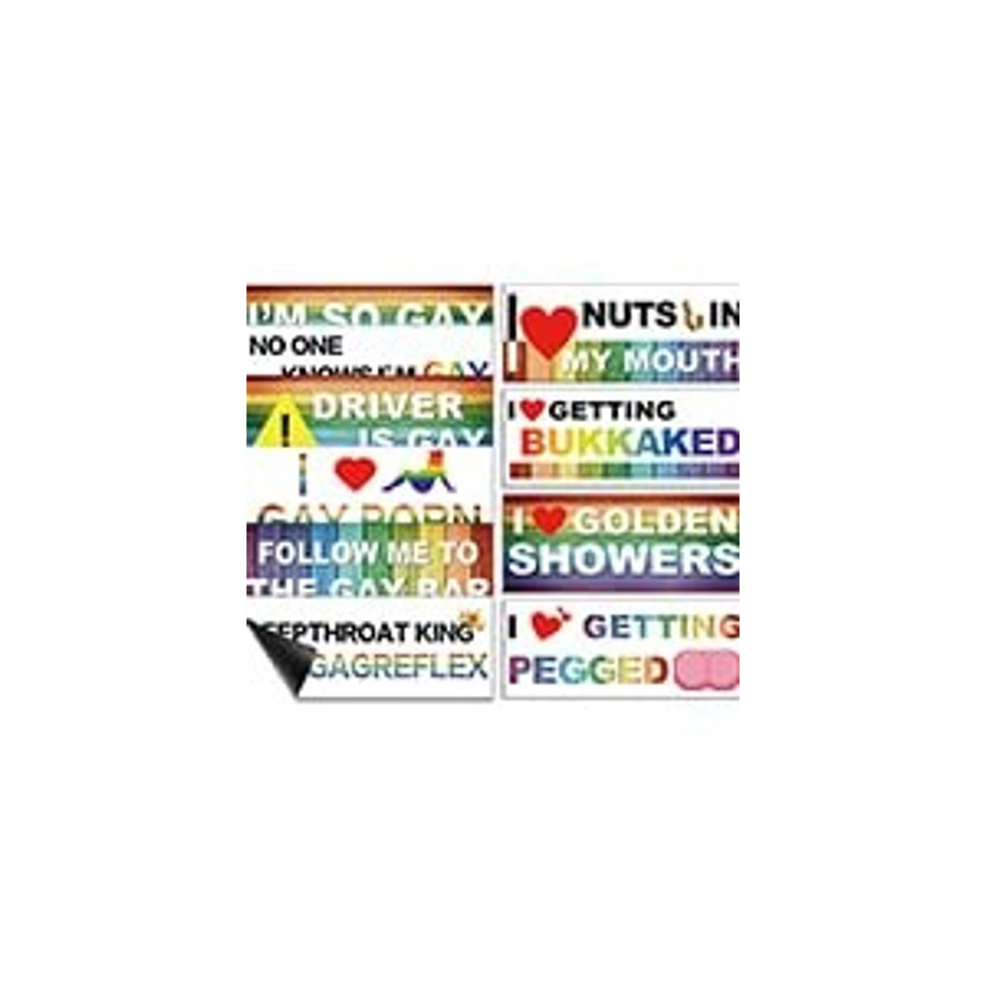 10 Pcs Funny LGBT Rainbow Bumper Decals Stickers Colorful Prank Car Stickers Magnetic Car Accessories for Truck Vehicle Luggage Window Refrigerator Stylish StyleGift