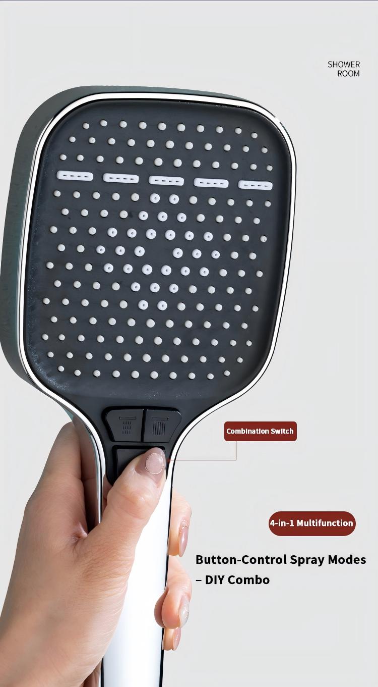 High Water Pressure 4 Outlet Mode Hand Shower with Anti-Clogging Nozzles for Tub, Tile and Pet Cleaning