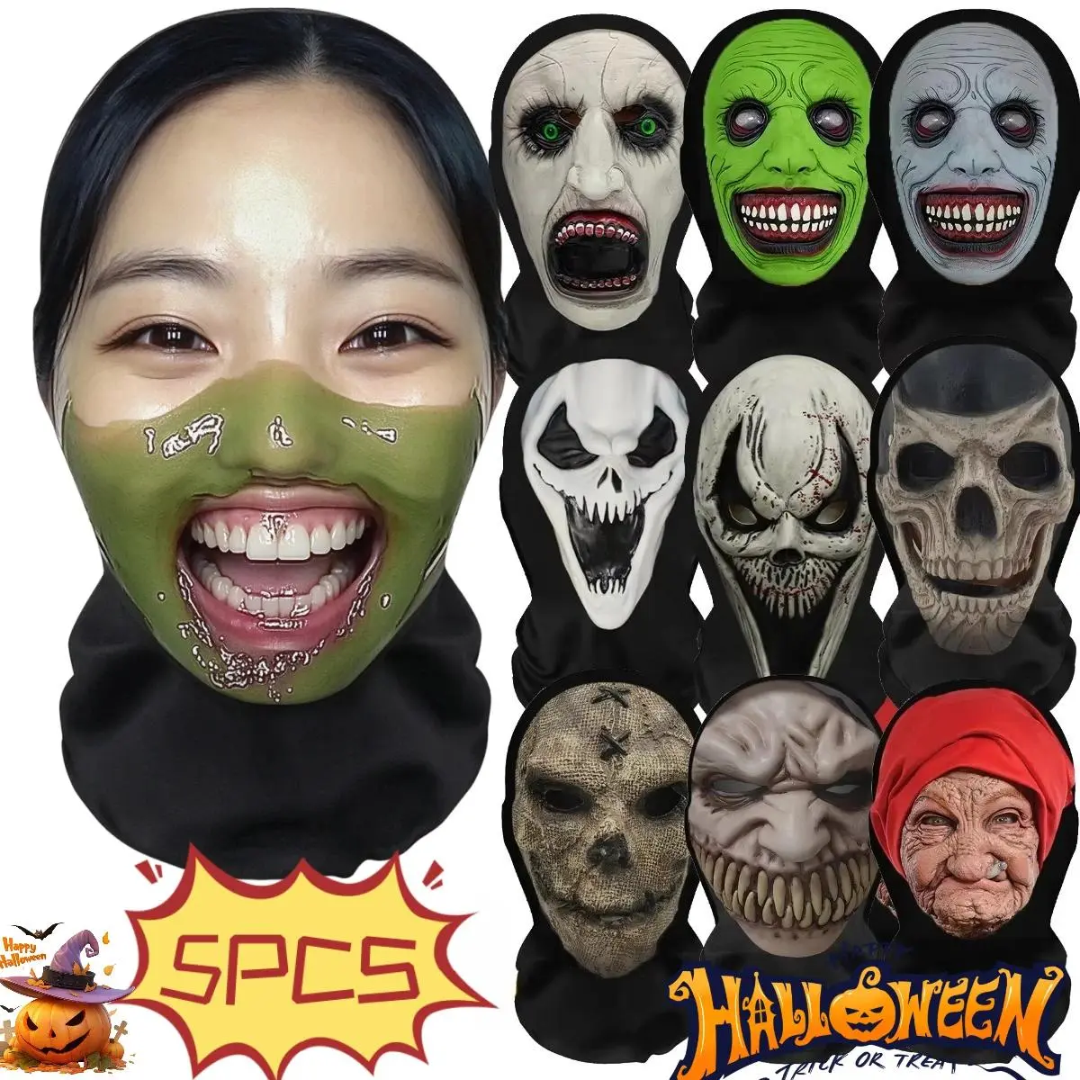 1~5PCS Creative Headpiece Halloween Carnival Funny Headgear Cosplay Costume Comical Wig Mask Prank Props Party Decoration