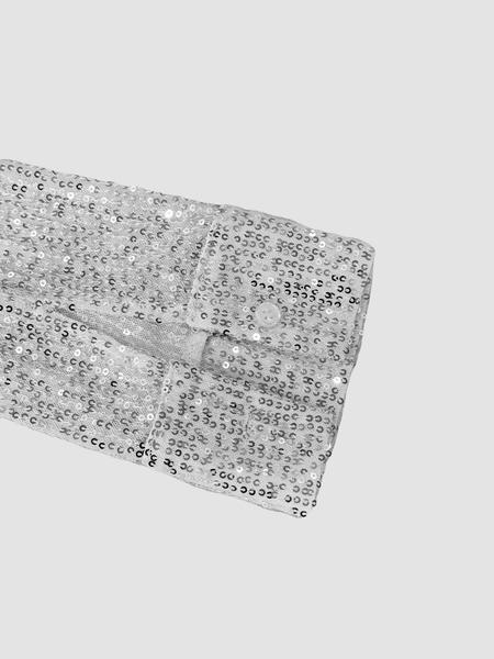 Women's Sequined Sheer Long Sleeve Button Shirt, Elegant Blouse for Parties & Daily Wear, Stylish Women's Clothing