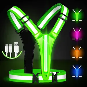 LED Reflective Running Vest Gear,Light Up Vest Runners Night Walking USB Rechargeable,Up to 11hrs Light with Adjustable / for Women Men