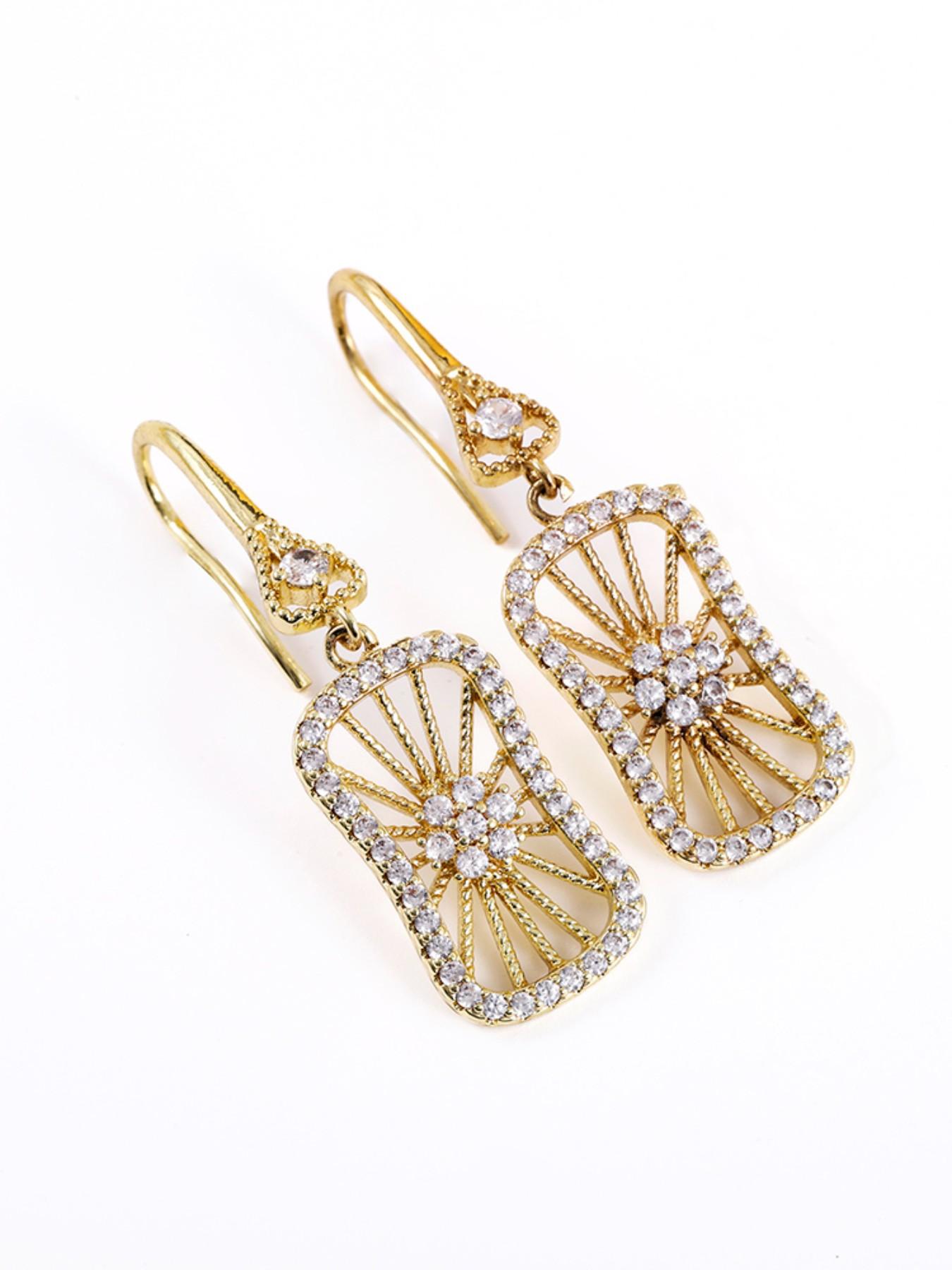 Geometric Hollow Out Zircon Earrings for Women, Elegant Office Wear Jewelry, Silver Color and Options, Versatile Fashion Accessories