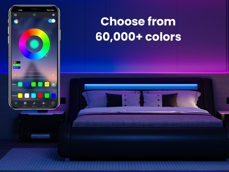 SHA CERLIN Deluxe LED Bed Frame with PU Leather Upholstered Adjustable Headboard,Modern Low Profile Sleigh Design,Heavy Duty Wood Slat Support,No Box Spring Needed,Full/Queen/King Size#ChristmasGifts#TikTokShopBlackFriday