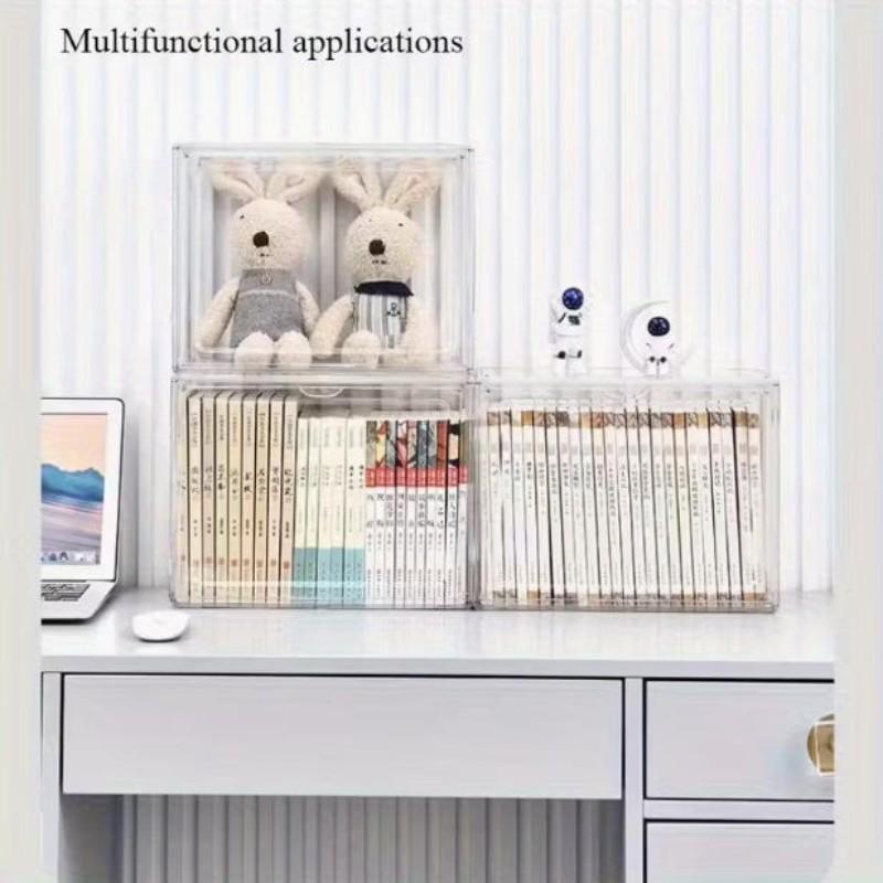 Transparent Acrylic Storage Box with Lid, Dustproof Stackable Design, Ideal for Organizing Bags & Toys, Modern Home Decor Solution, Clear Storage Box