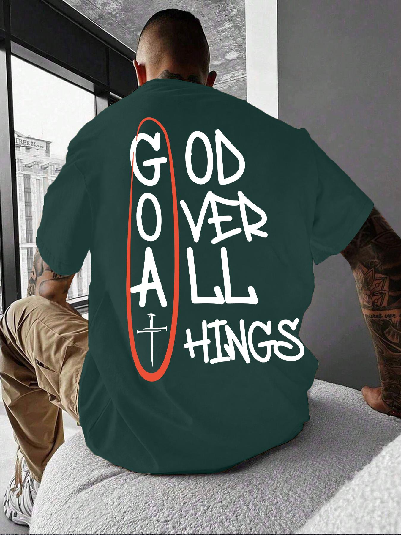 Men's Letter Print Round Neck Tee, Loose Street Fashion Short Sleeve T-shirt for Daily Wear, Casual Comfy Top for All Seasons