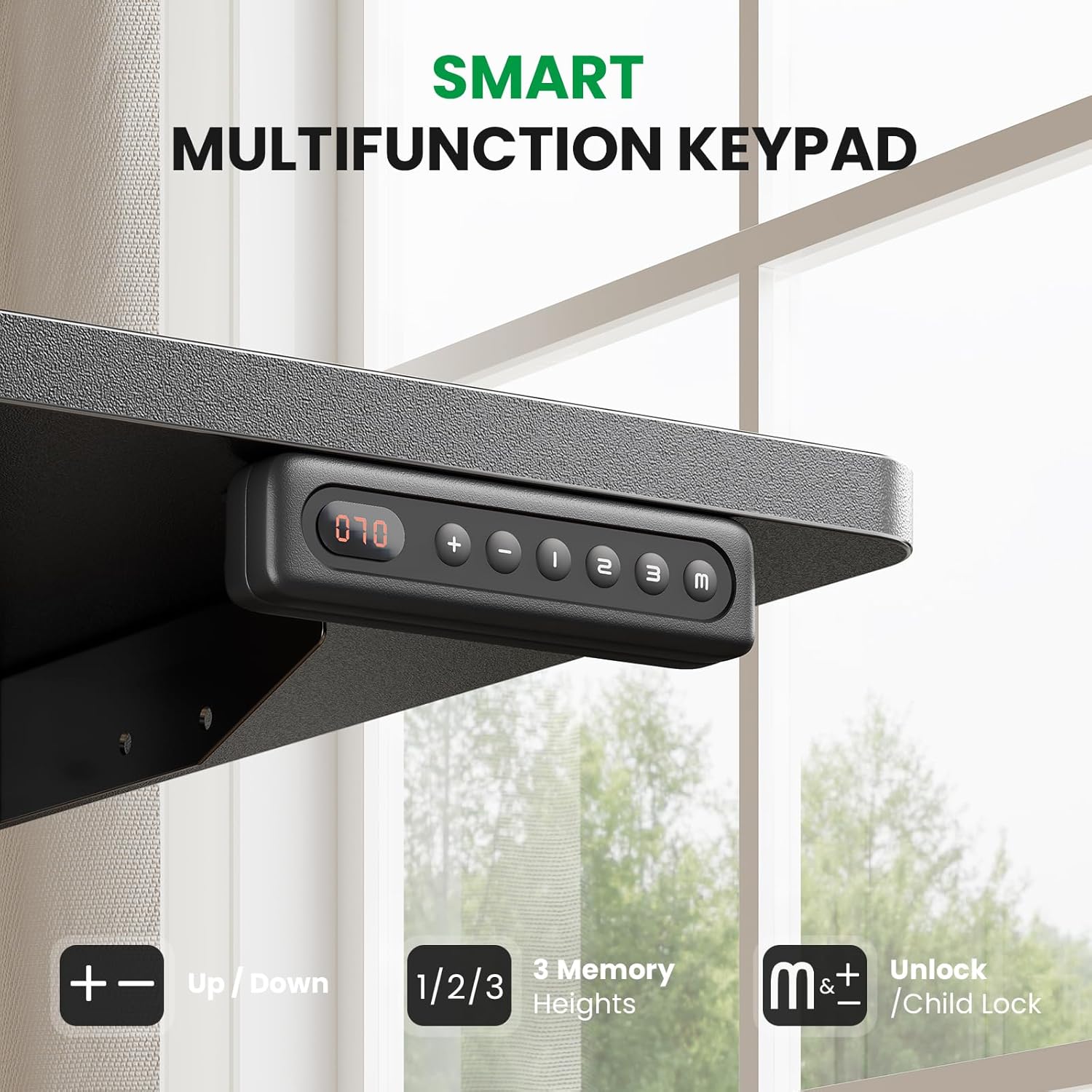 [Deals for You Days] SAIGO Electric Standing Desk,48 x 28 Large Electric Standing Desk, Height Adjustable Desk, 27.6" Deep Desktop, Stand up Gaming, 2 Hooks, 3 Preset Heights, for Home Office, Rustic Brown