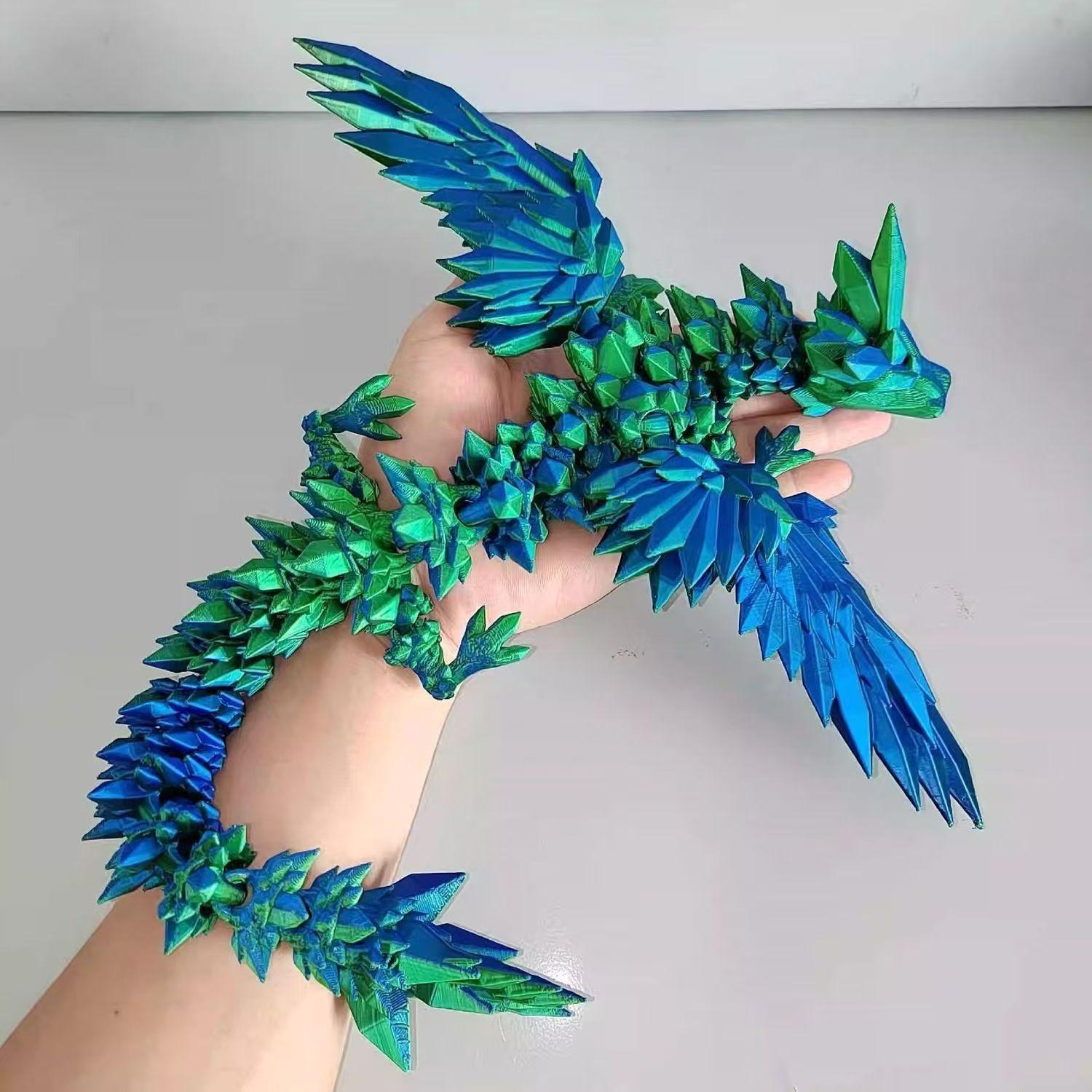 2-Piece Winged Flying Dragon Decorations, 3D Printed Pla Material, Vibrant Colors, Perfect for Christmas & Easter Festive Displays