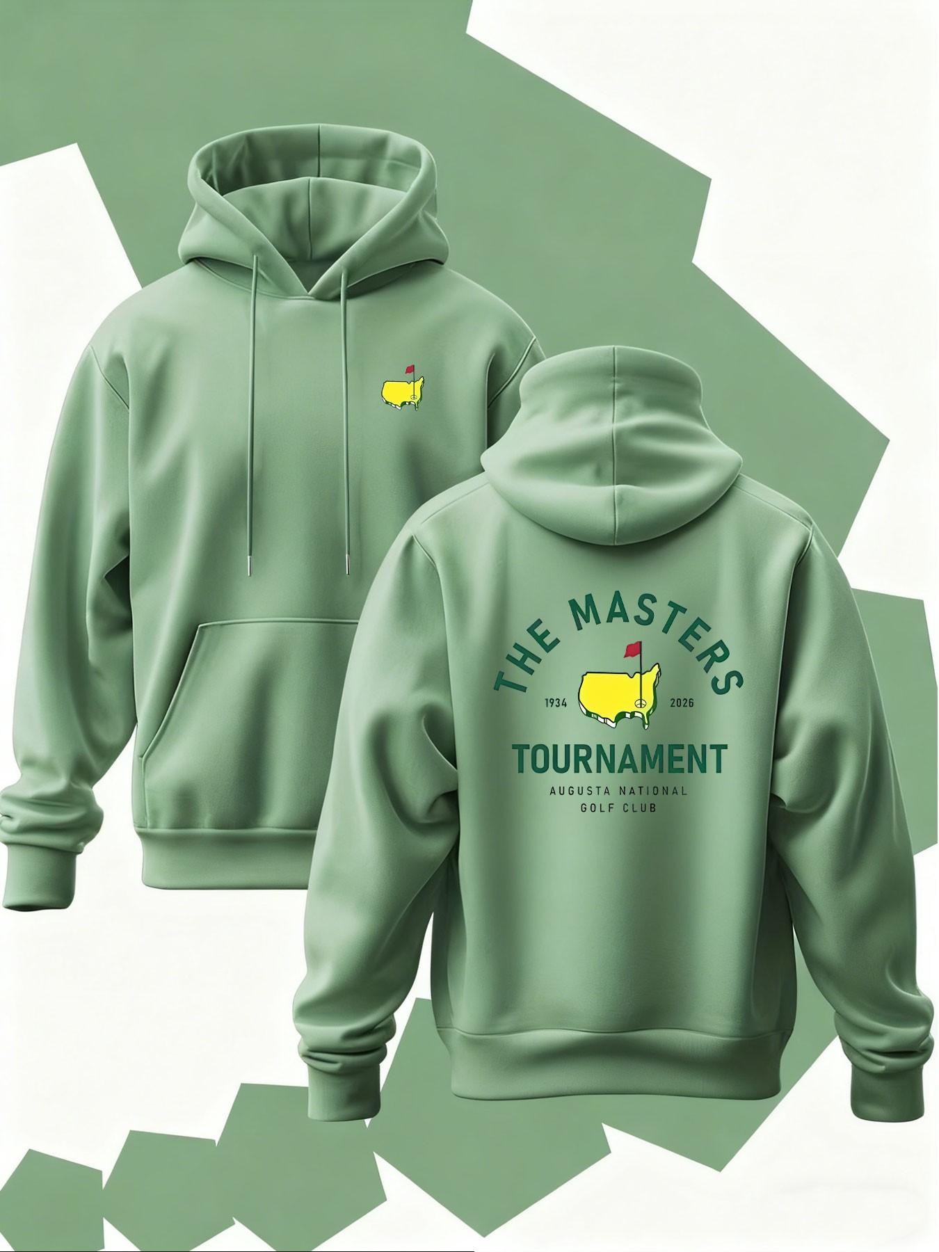 New Men's Hooded Sweatshirt with Map Outline Print, Soft Stretch Knit Fabric, Casual Daily Wear, All Season Hoodie, Fun Style Top