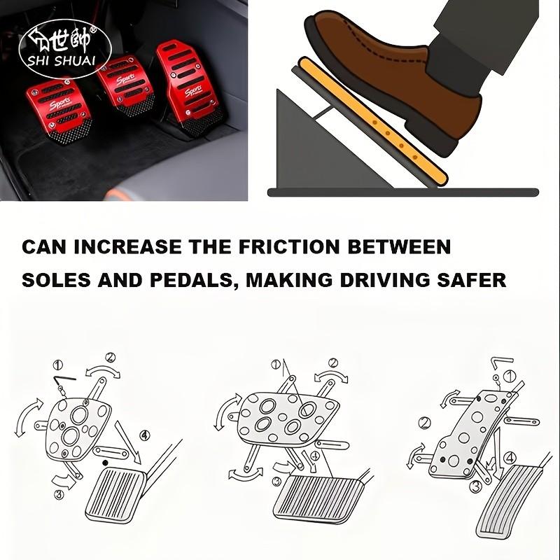 Manual/auto Anti-Slip Car Pedal, Ergonomic Design, Durable Lightweight, Suitable for Accelerator and Brake Pedals, Metal Surface