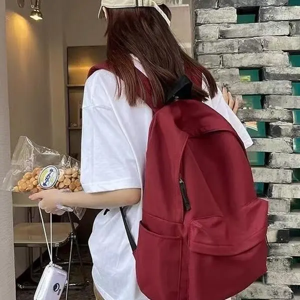 Casual Unisex Minimalist Waterproof Nylon Backpack - Large-Capacity School Backpacks, Laptop Bag Suitable for Travel, College