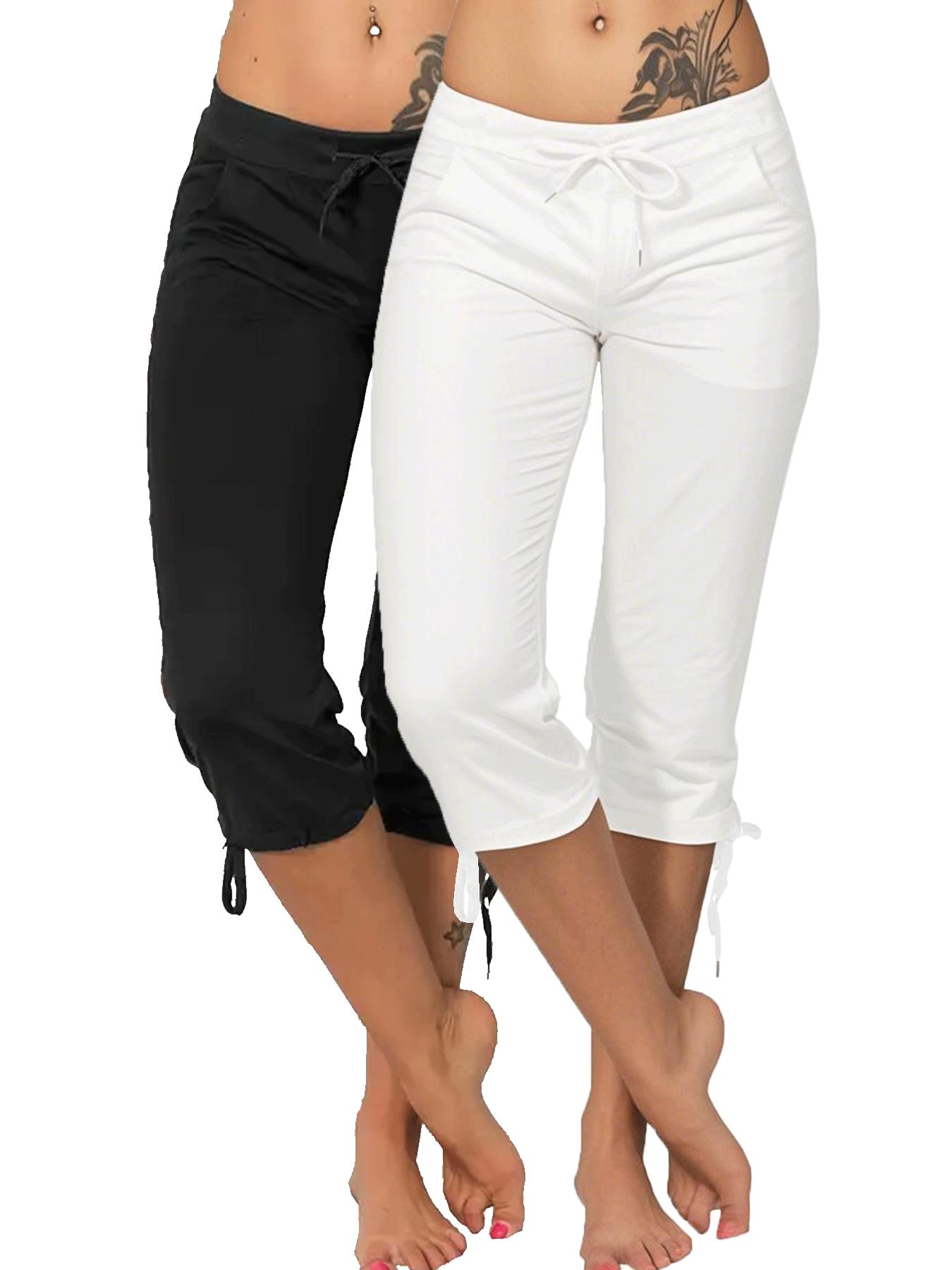 Pack of 2 women’s lightweight capris with drawstring waist — casual long pants, comfortable and stylish, suitable for spring and summer