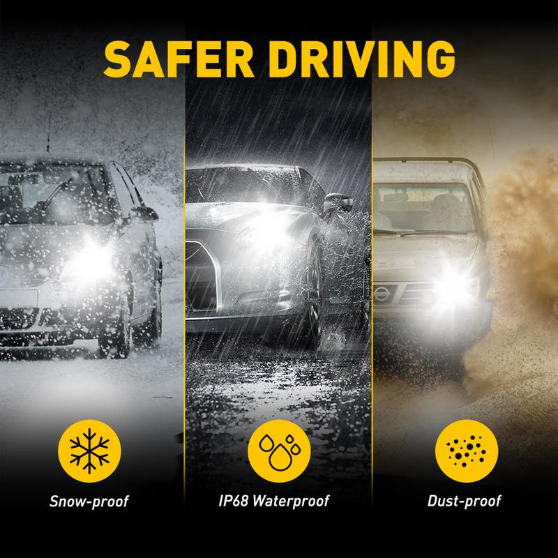 AUXITO 9005 Headlight Bulbs, 6500K White, 600% Brighter 9005 LED Bulb for High Beam Low Beam, HB3 LED Headlight Bulb, Pack of 2