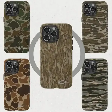 PORODO Magnetic Waterfowl Camouflage Polycarbonate Phone Case - Dual-Layer Fashion Unisex Minimalist Patterned Tough Cover for iPhone 11-17 Series, iPhone 17 Pro/ProMax (Men's Preppy Street Hunting Theme)