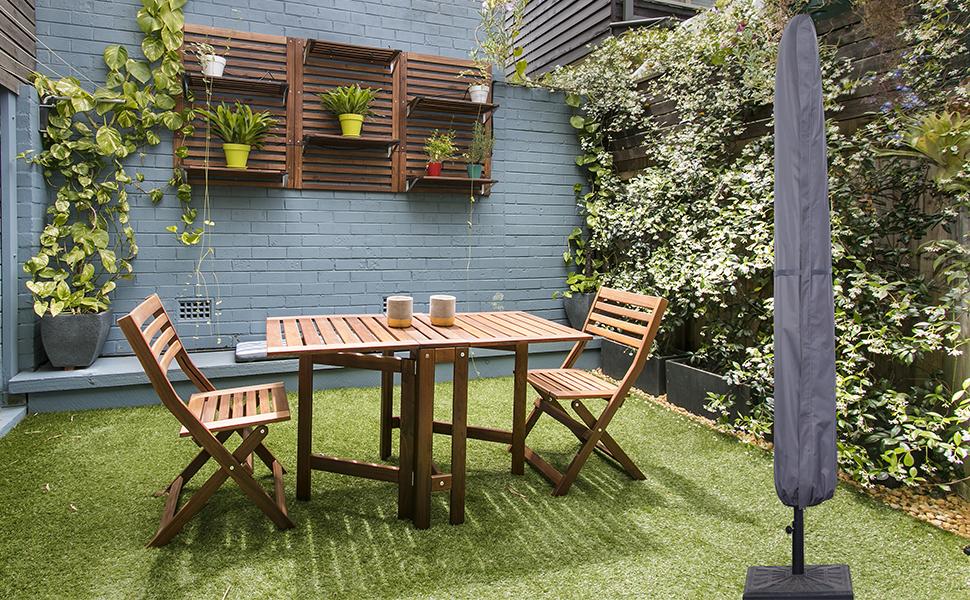 SUPERJARE Patio Umbrella Cover with Rod for 7 to 11 Ft Umbrellas & 15 Ft Double-Sided Umbrellas, 600D Protective Waterproof Cover with Zipper