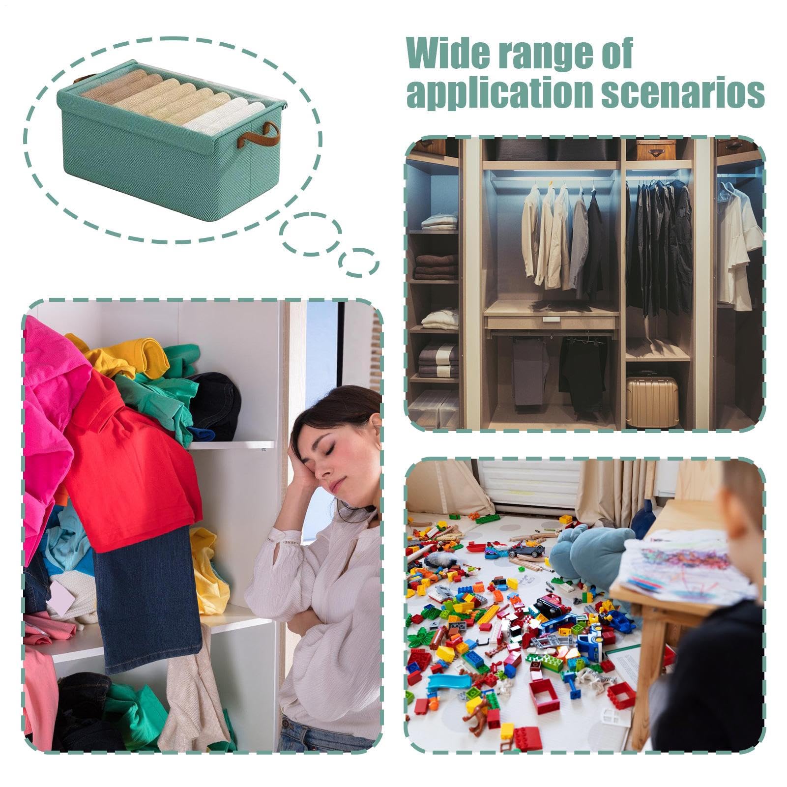 3pcs Large Oxford Cloth Storage Baskets, Fabric storage Box with Steel Frame Stackable Shelf Storage Baskets, Collapsible Closet Storage Organizers and Foldable Storage Baskets for Offic, Bedroom, Dorm, Living, Space-Saving Closet Solution, Clothes Basket