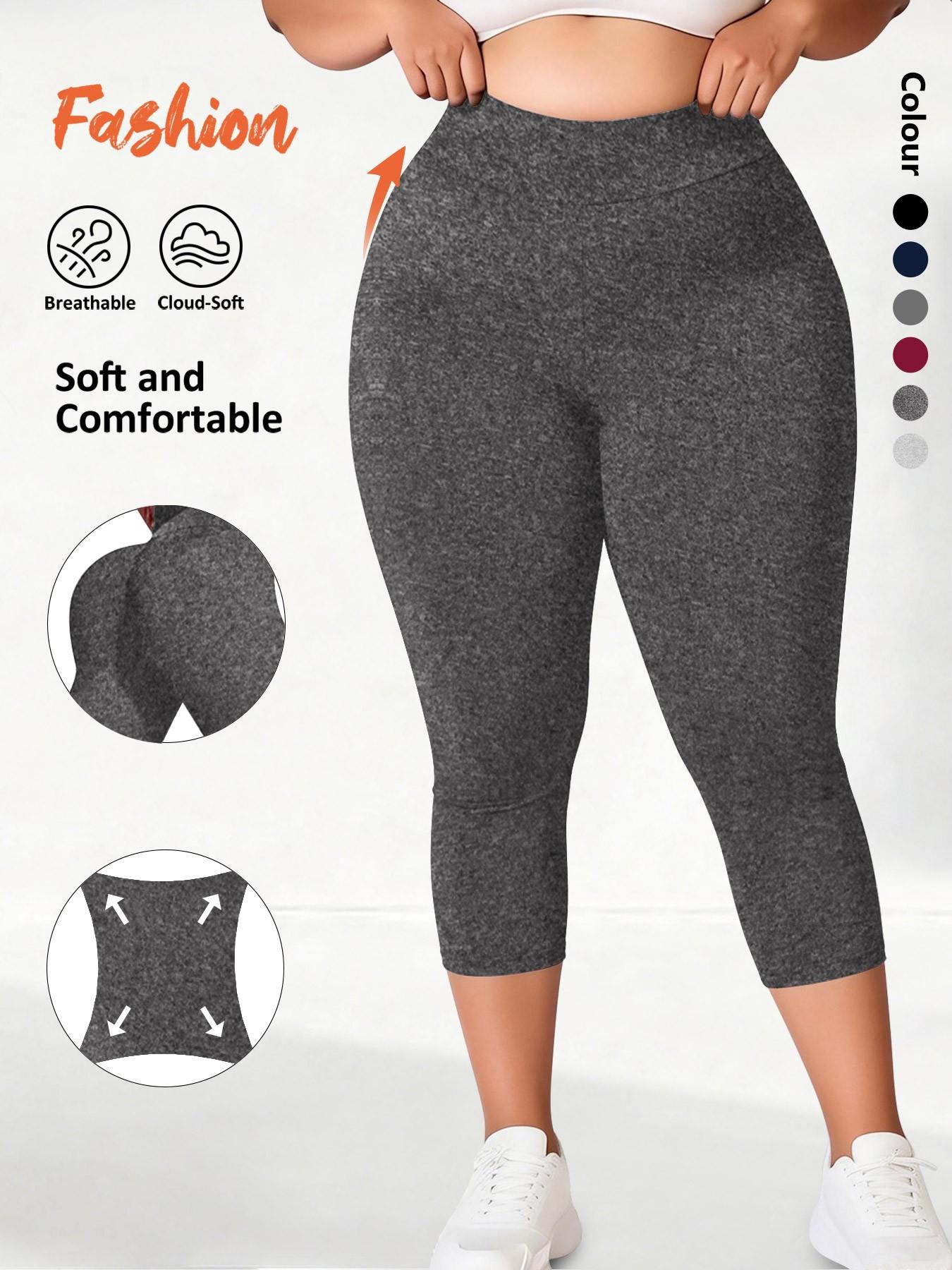 Women's Plus Size High Waist Stretch Capri Leggings, Soft Four-Way Stretch Fabric for Yoga and Everyday Wear, and Available in Multiple Colors, Shaping Leggings
