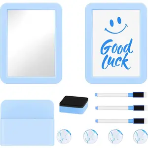 Locker Accessories Set, 11PCS Back to School Supplies Includes Magnetic Mirror, Whiteboard, Markers, Pen Holder, Magnets, Locker Organizer for School Office (Blue)