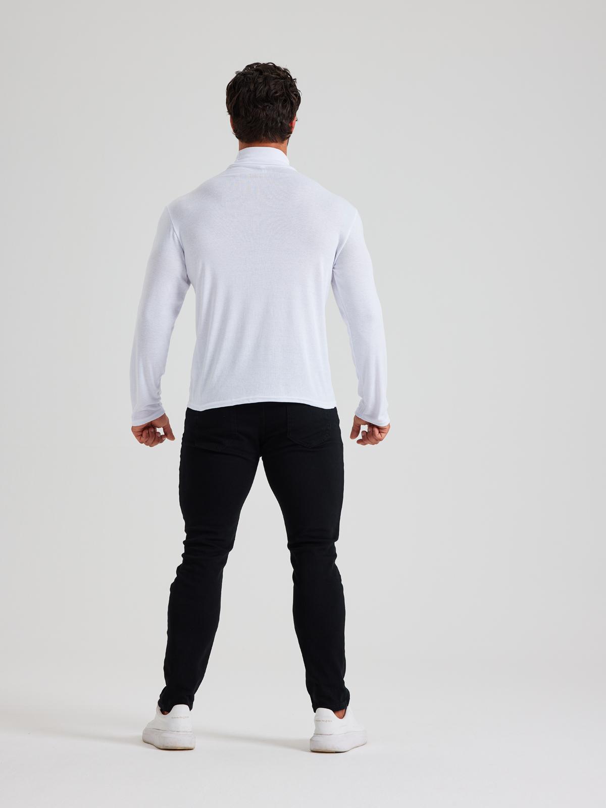 LONGBIDA Men Slim Fit Lightweight Long Sleeve Pullover Top Turtleneck T-Shirt  Fashion Menswear Basic