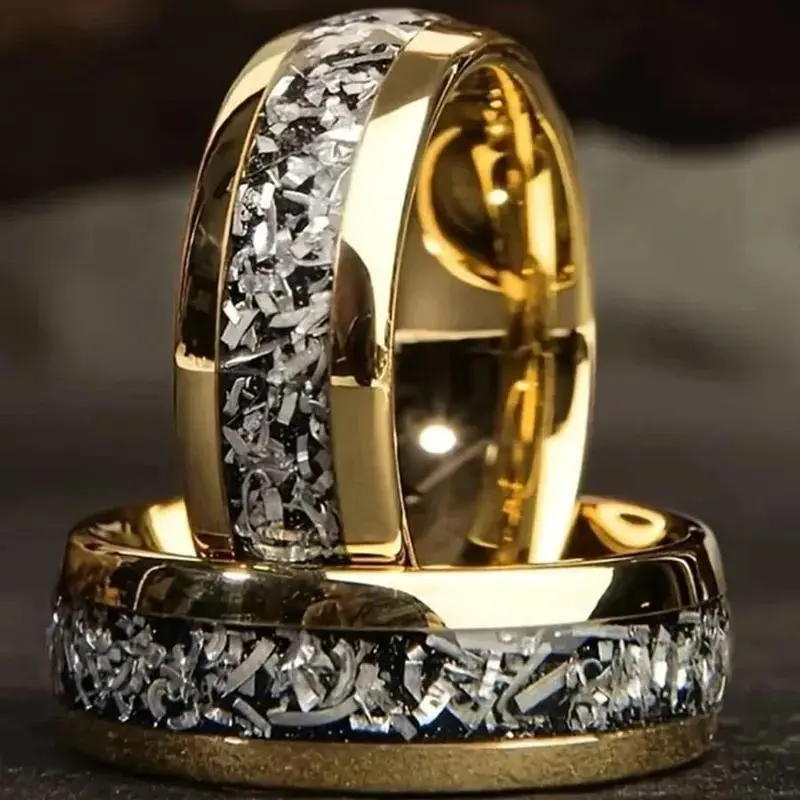 8mm fashion ring for men engagement wedding jewelry accessories trendy gift fake meteorite men ring