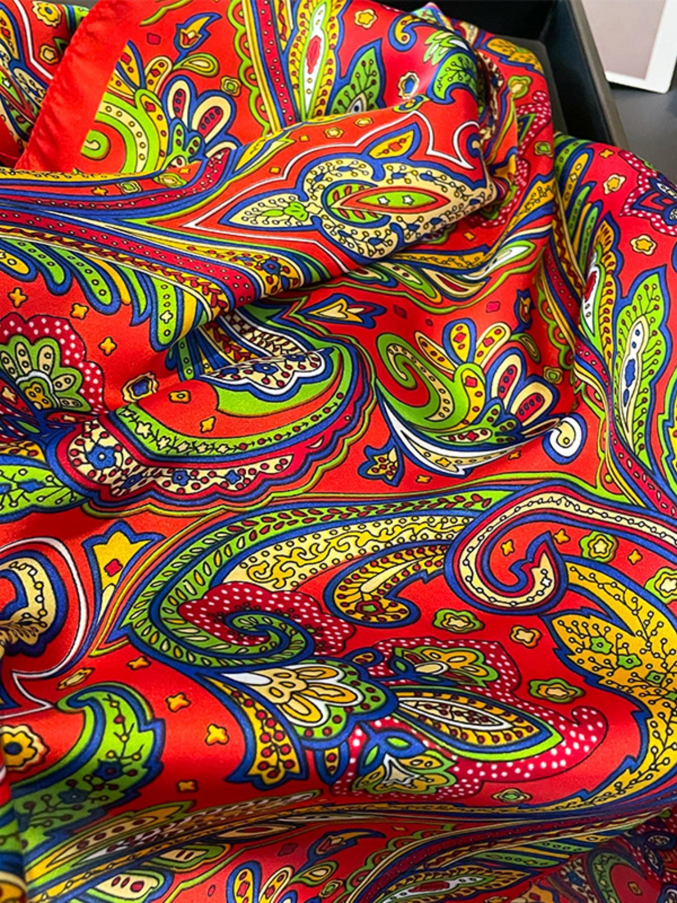 Women's Paisley Print Scarf, 27.6 Inches Square, Boho Style Headband, Accessory for All Seasons, Perfect Holiday Gift